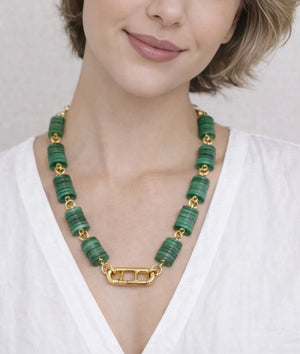 Green Nacre Stone Necklace - ELLY