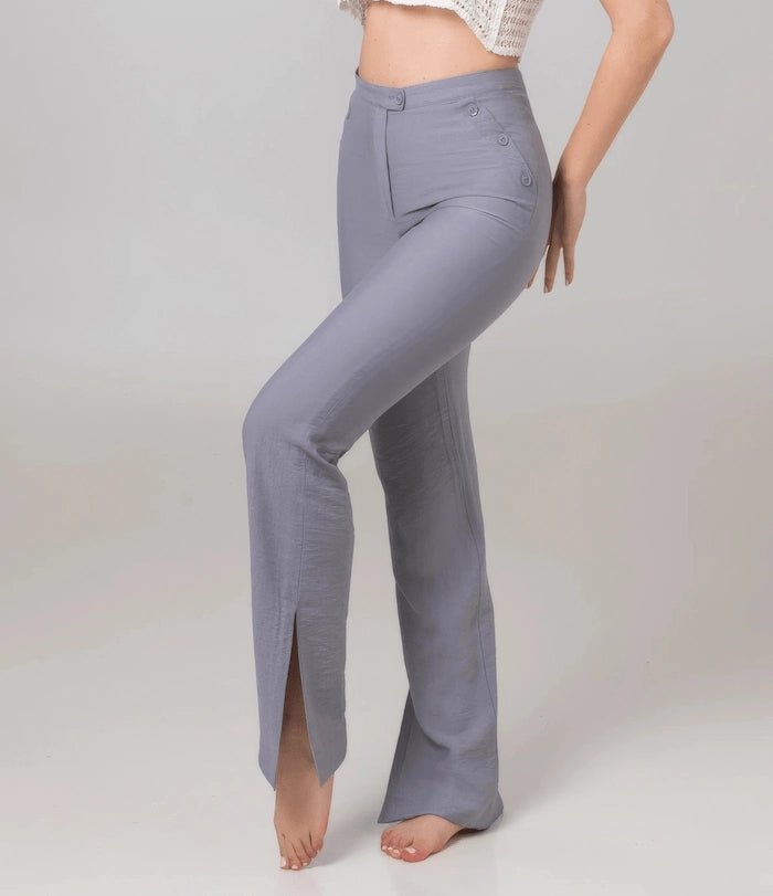 Grey Linen Pants - ELLY
