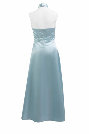 Halter - Neck Satin Midi Dress in Blue – by ELLY - ELLY