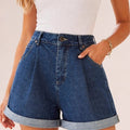 High - waisted rolled - hem shorts – Denim Blu - ELLY