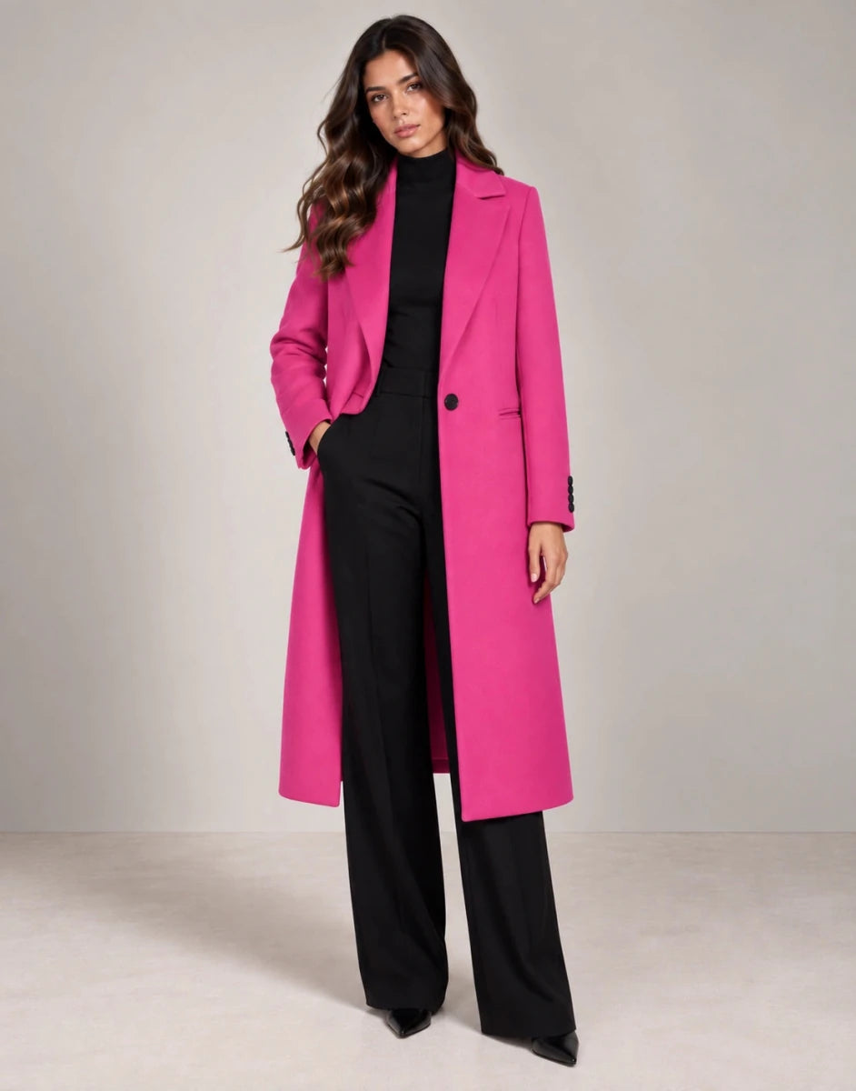 Italian Fucsia Long Coat - ELLY