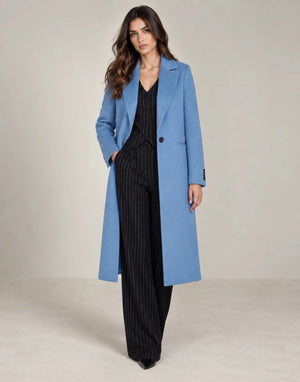 Italian Riviera Blue Long Coat - ELLY