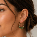 Jade Green Nacre & Gold Hoop Earrings - ELLY