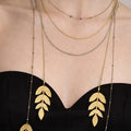 Leaf Pendant Layered Necklace – Black Rhodium & Gold - ELLY