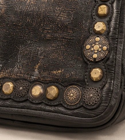 Leather Studded Crossbody Bag - ELLY