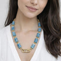Light Blue Nacre Stone Necklace – Gold Plated - ELLY