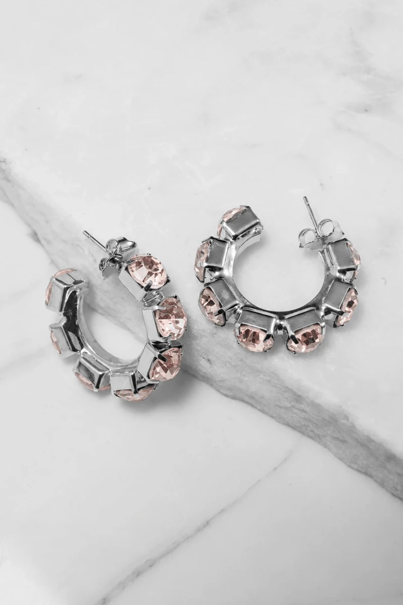 Light Peach Crystal Hoop Earrings – Argento - ELLY