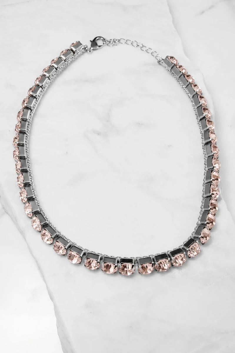 Light Peach Crystal Necklace – Argento - ELLY