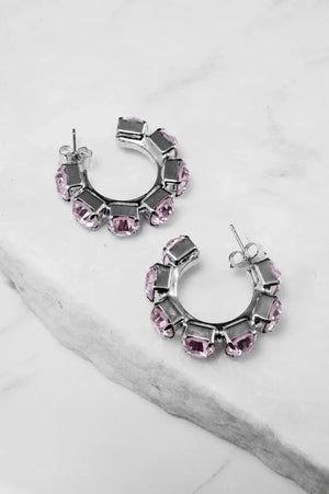 Light Rosa Crystal Hoop Earrings – Argento - ELLY