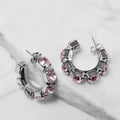 Light Rosa Crystal Hoop Earrings – Argento - ELLY