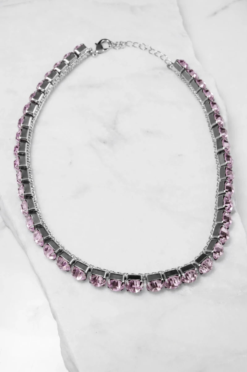 Light Rosa Crystal Necklace – Argento - ELLY