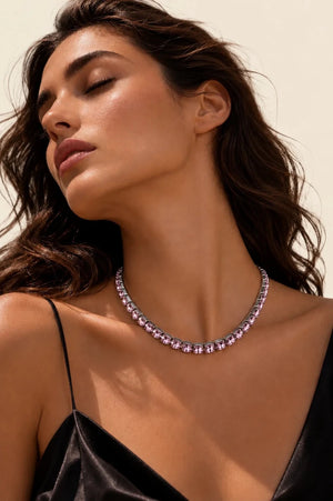 Light Rosa Crystal Necklace – Argento - ELLY