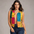 Limited Edition Handmade Cotton Patchwork Vest - Multicolor Kantha - ELLY