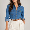 LuxeComfort Italian Denim Shirt - ELLY