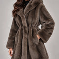 Luxora Plush Fur Italian Hooded Coat – Moro Visone - ELLY