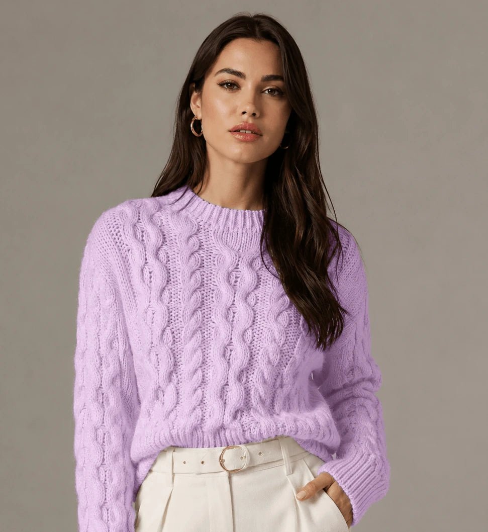 Mauve Short Knit Sweater - ELLY