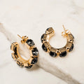 Midnight Noir Crystal Hoop Earrings - ELLY