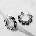 Midnight Noir Crystal Hoop Earrings – Argento - ELLY