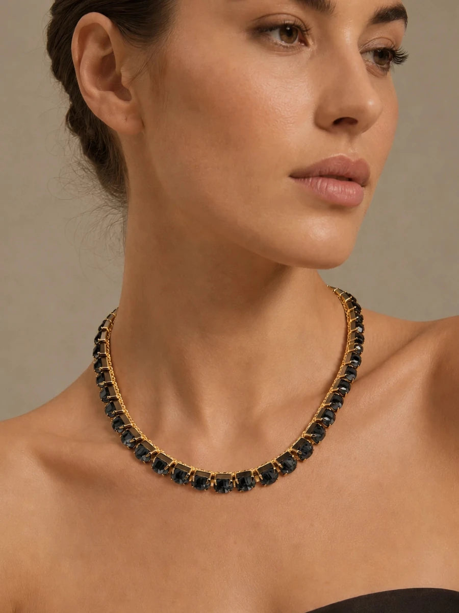 Midnight Noir Tennis Necklace - ELLY