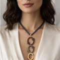 Mixed - Metal Geometric Pendant Necklace - ELLY