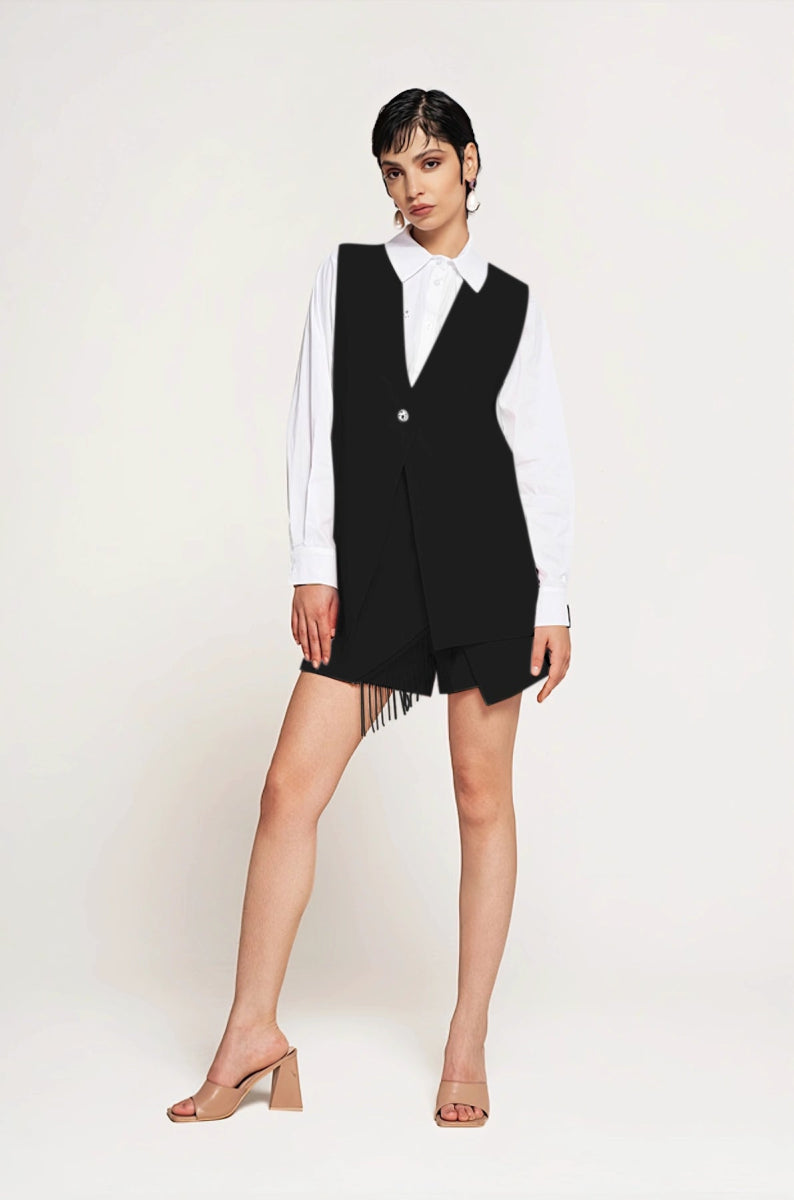 Nero Tailored Longline Gilet - ELLY