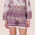Ornate Belted High - Waist Shorts – Avorio e Lilla - ELLY