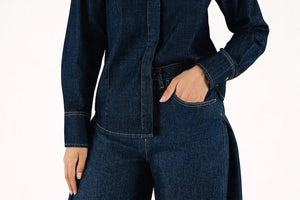 Pantaloni Gamba Larga in Denim - ELLY
