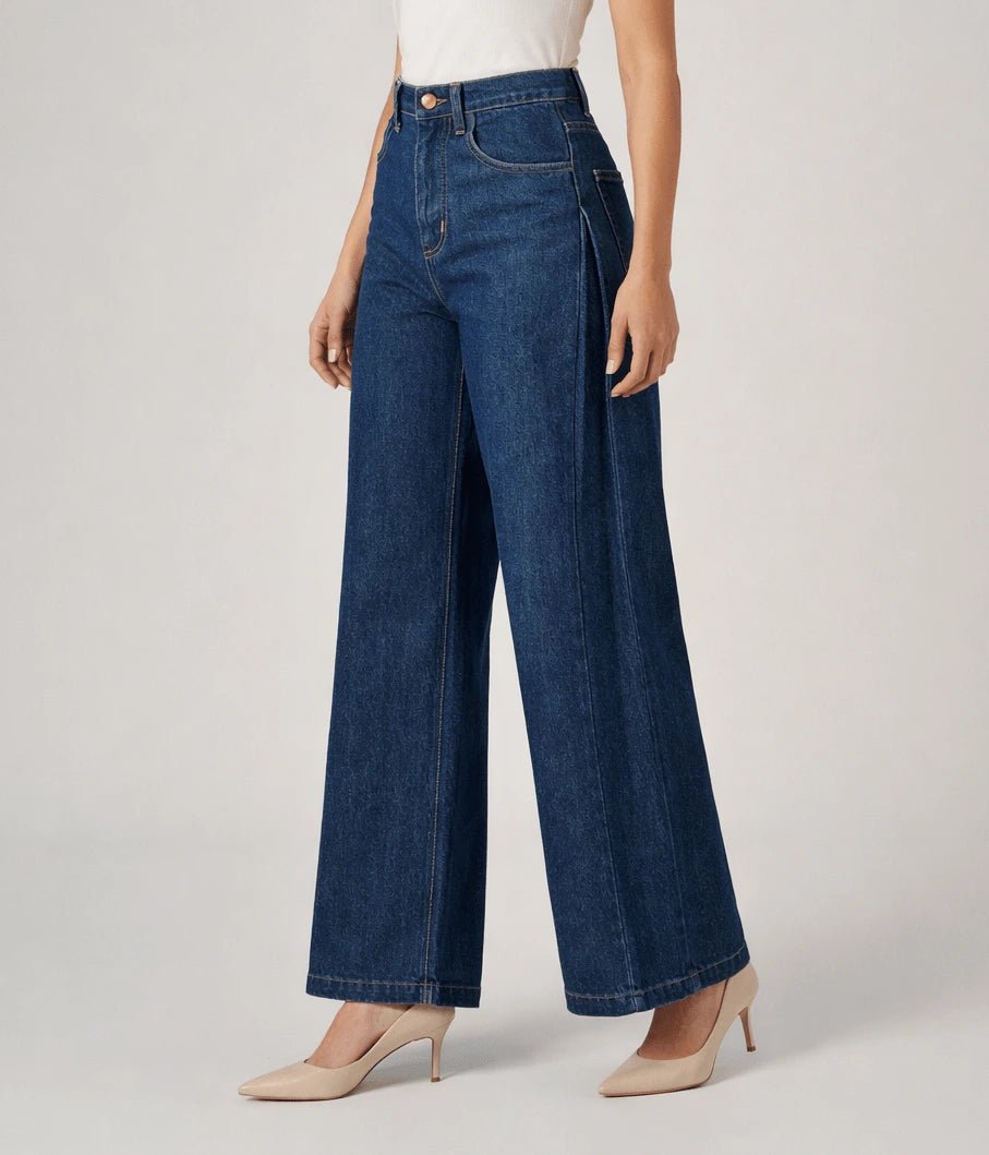 Pantaloni Gamba Larga in Denim - ELLY