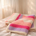 Pastel Harmony Handmade Blanket – Cream, Pink & Lilac - ELLY
