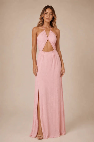 Peach Pink Cut - Out Maxi Dress - ELLY