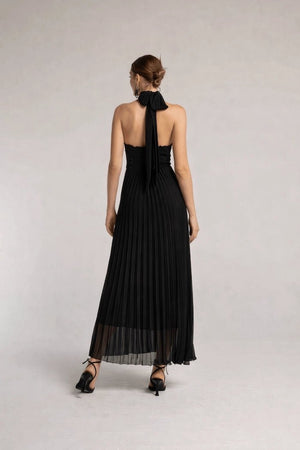 Pleated Halter Dress – Nero - ELLY
