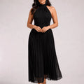 Pleated Halter Dress – Nero - ELLY