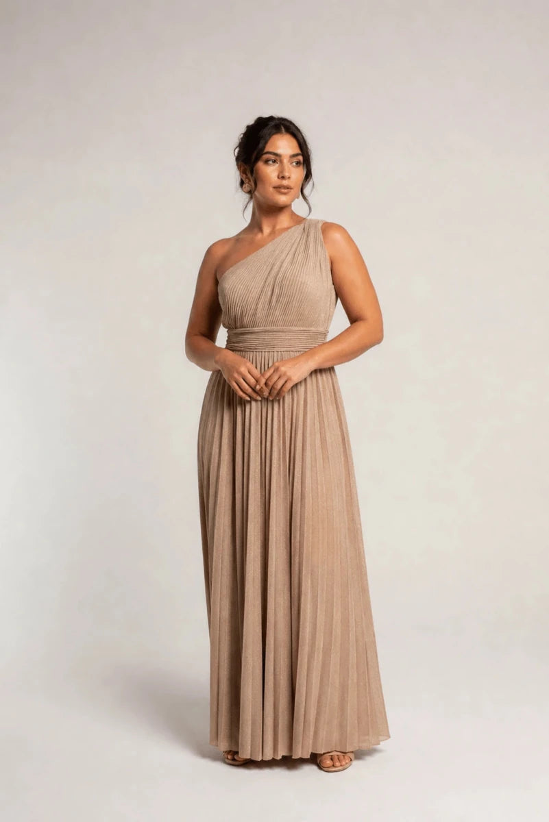 Pleated One - Shoulder Gown – Oro - ELLY