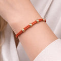 Red Leather & Gold Accent Bracelet - ELLY