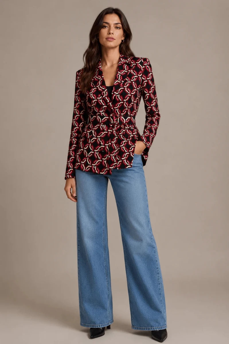 Retro Print Blazer - ELLY