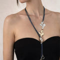 Rhodium Coated Copper Necklace with Three Ornaments - ELLY