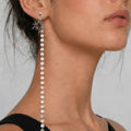 Rhodium - Plated Zircon Motif Drop Earrings - ELLY