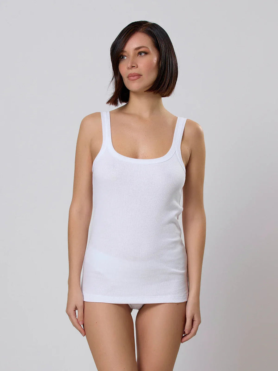 Ribbed Cotton Tank Top – BIANCO | Canotta in Costina - ELLY