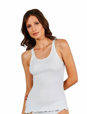 Ribbed Scalloped Tank Top – BIANCO - ELLY