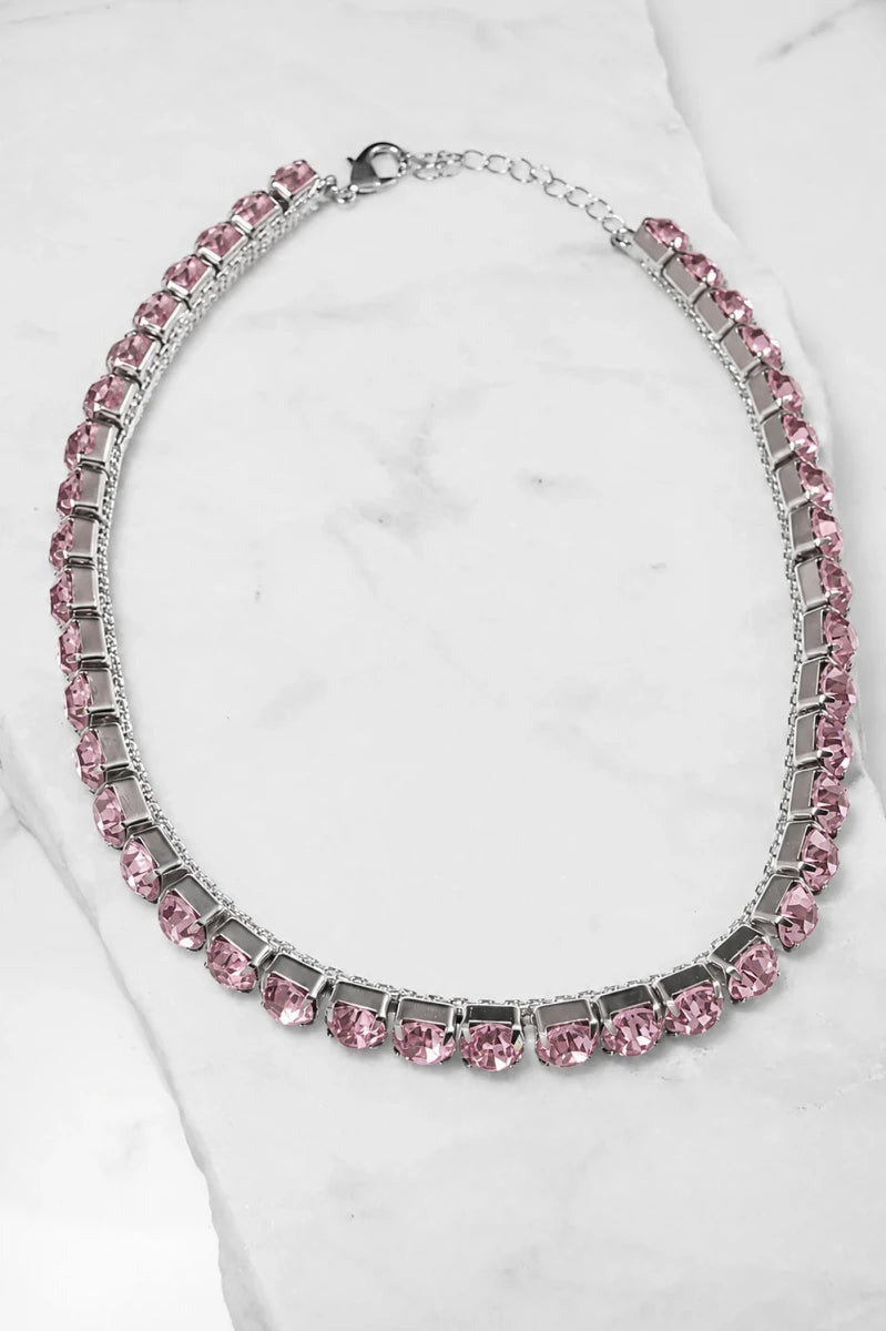 Rosa Crystal Necklace – Argento - ELLY