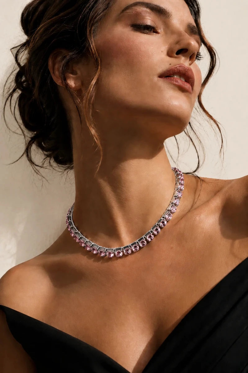 Rosa Crystal Necklace – Argento - ELLY