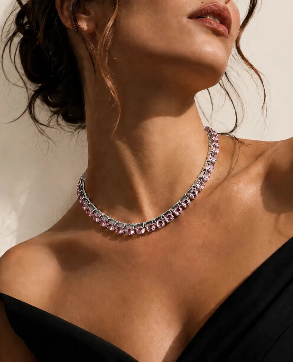 Rosa Crystal Necklace – Argento - ELLY