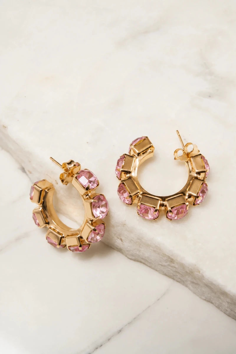 Rosa Royale Crystal Hoop Earrings - ELLY