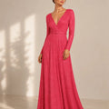 Rosso Lumière Sparkling Wrap Maxi Dress - ELLY