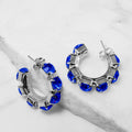 Royal Sapphire Crystal Hoop Earrings – Argento - ELLY