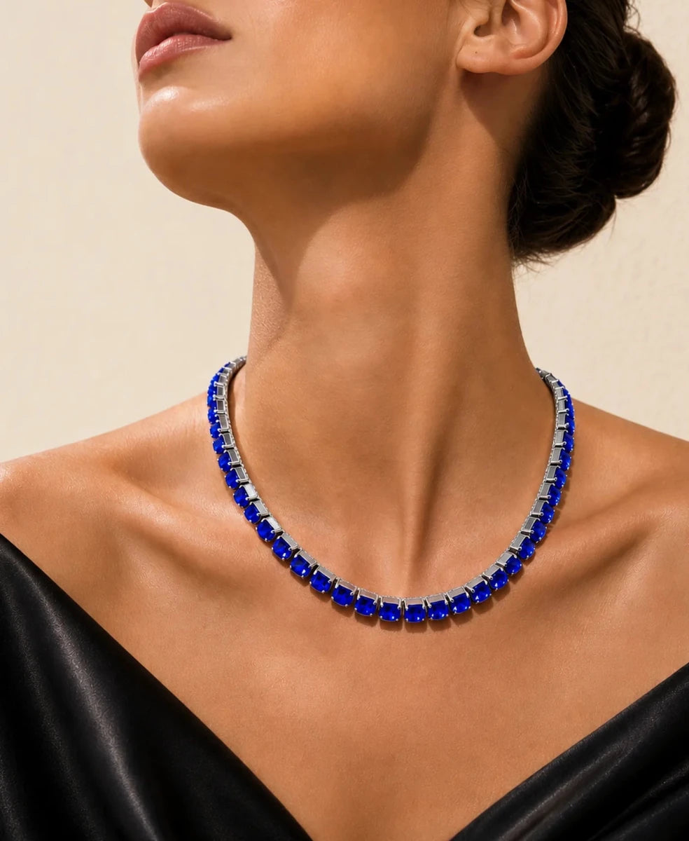 Royal Sapphire Crystal Necklace – Argento - ELLY