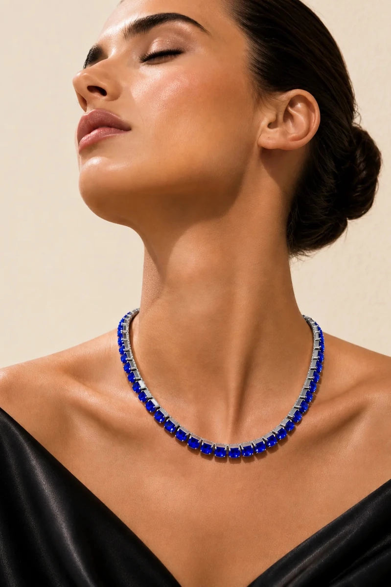 Royal Sapphire Crystal Necklace – Argento - ELLY