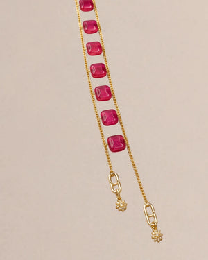 Ruby - Tone Jade Link Necklace – Gold - ELLY