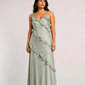 Ruffle Satin Gown – Salvia - ELLY
