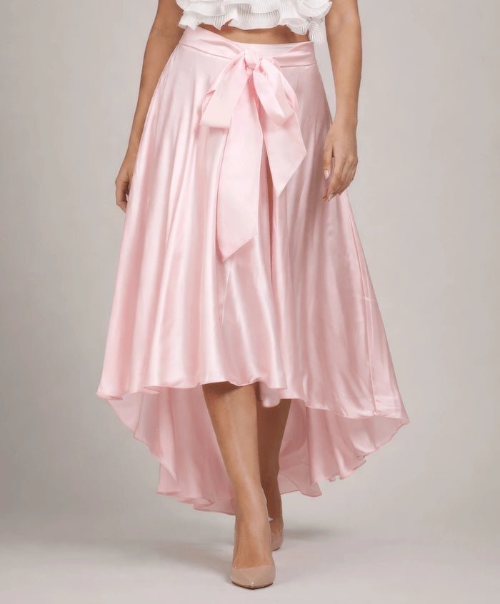 Satin Blush High - Low Skirt - ELLY